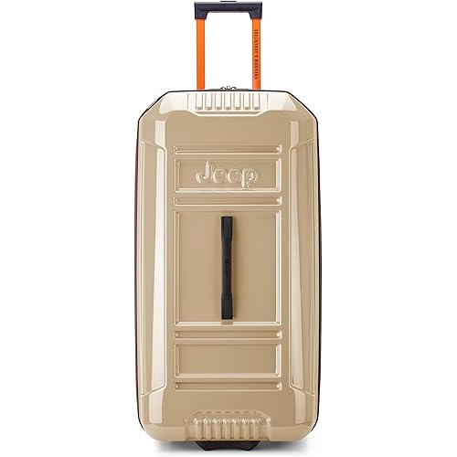 Jeep JH003B Hardside Expandable Luggage with Two Wheels, Warm Sand, Checked-Large 30 Inch