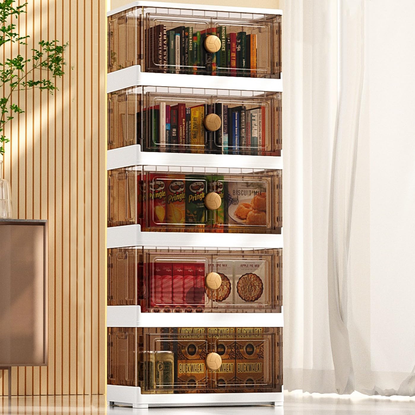 wookon Extra Large Storage Bins with Lids Heavy Duty,108QT/27Gal Closet Organizers and Storage,Stackable Storage Bins with Wheels,Folding Storage Box,5 Packs Storage Containers