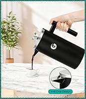 Vista 6 de Coffee Gator - Cafetera de prensa francesa de acero inoxidable 304 de 34 oz, tetera para té y café de doble pared aislada con sistema de filtración