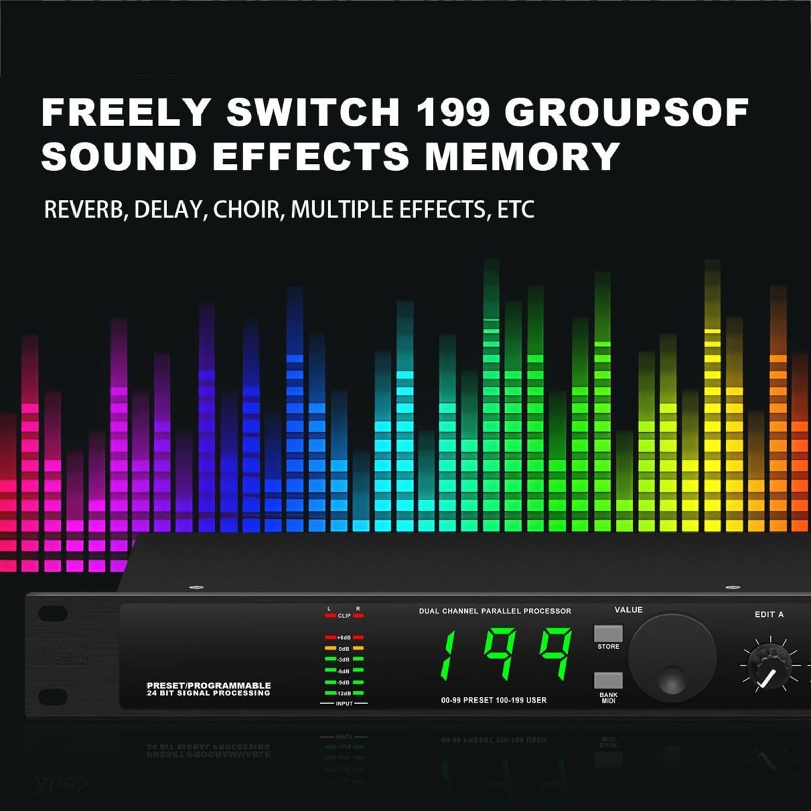 Procesador De Audio Digital, Ecualizador, Reducción Automática De Ruido, con Pantalla LCD, Reverberación Y Procesador DSP De Múltiples Efectos, para Karaoke KTV, Micrófono Vocal