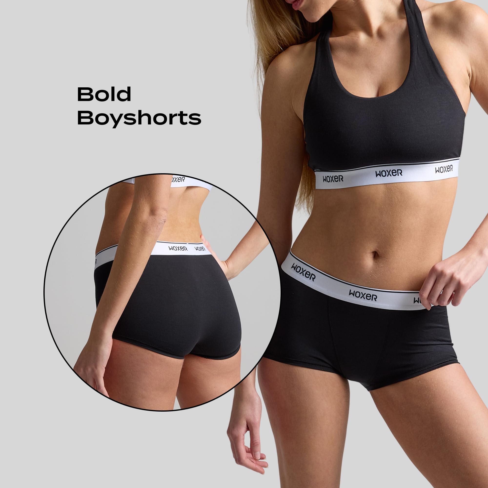 Woxer Womens Boxer Briefs Underwear, Bold Ultra Short Boyshorts Panties Soft Anti-Chafing, No Roll Inseam