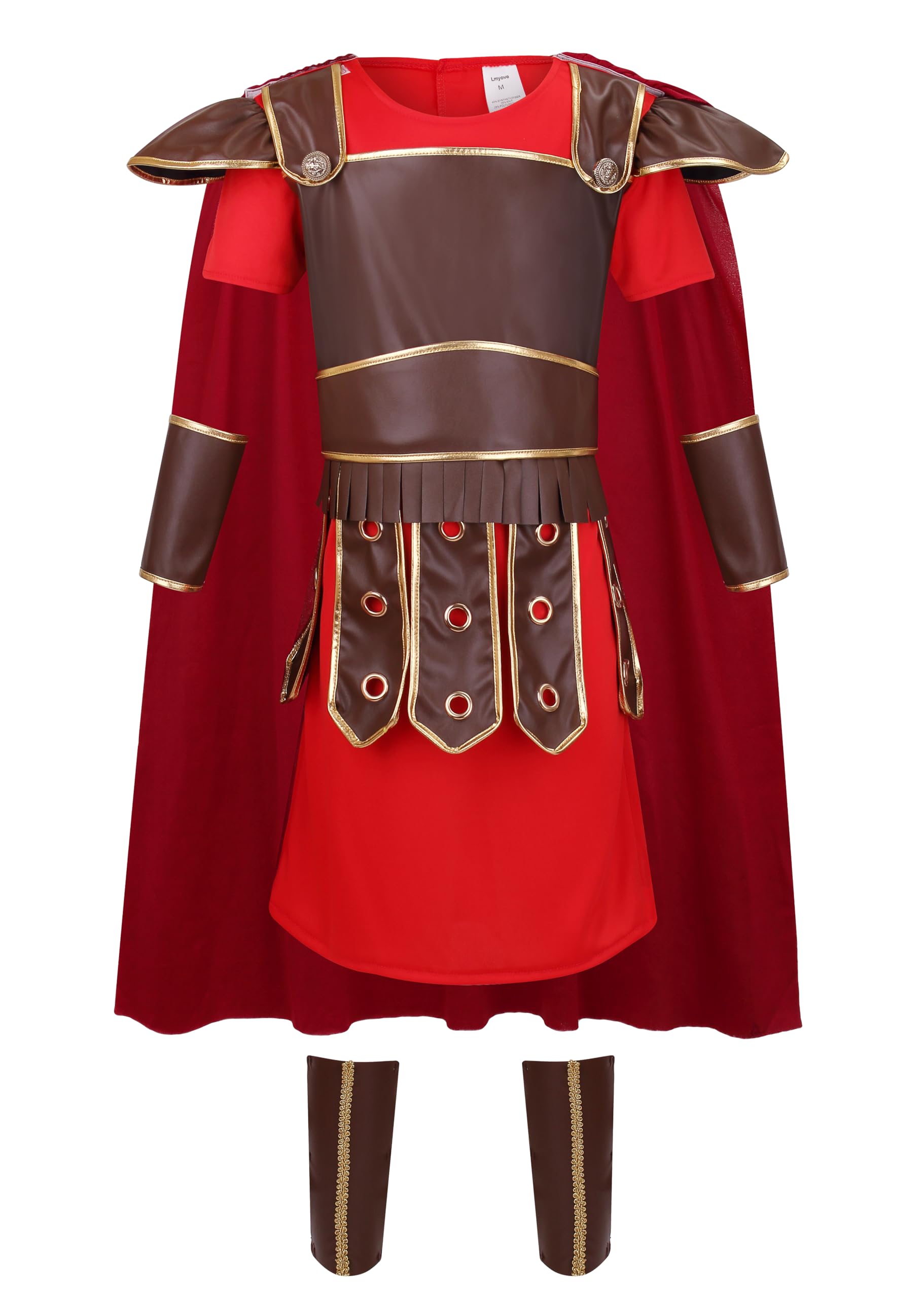 HAPNBCELE Boys Roman Gladiator Costume and Roman Soldier Costume in Halloween Christmas party costumes i World Book Day(Red,10-11Y)