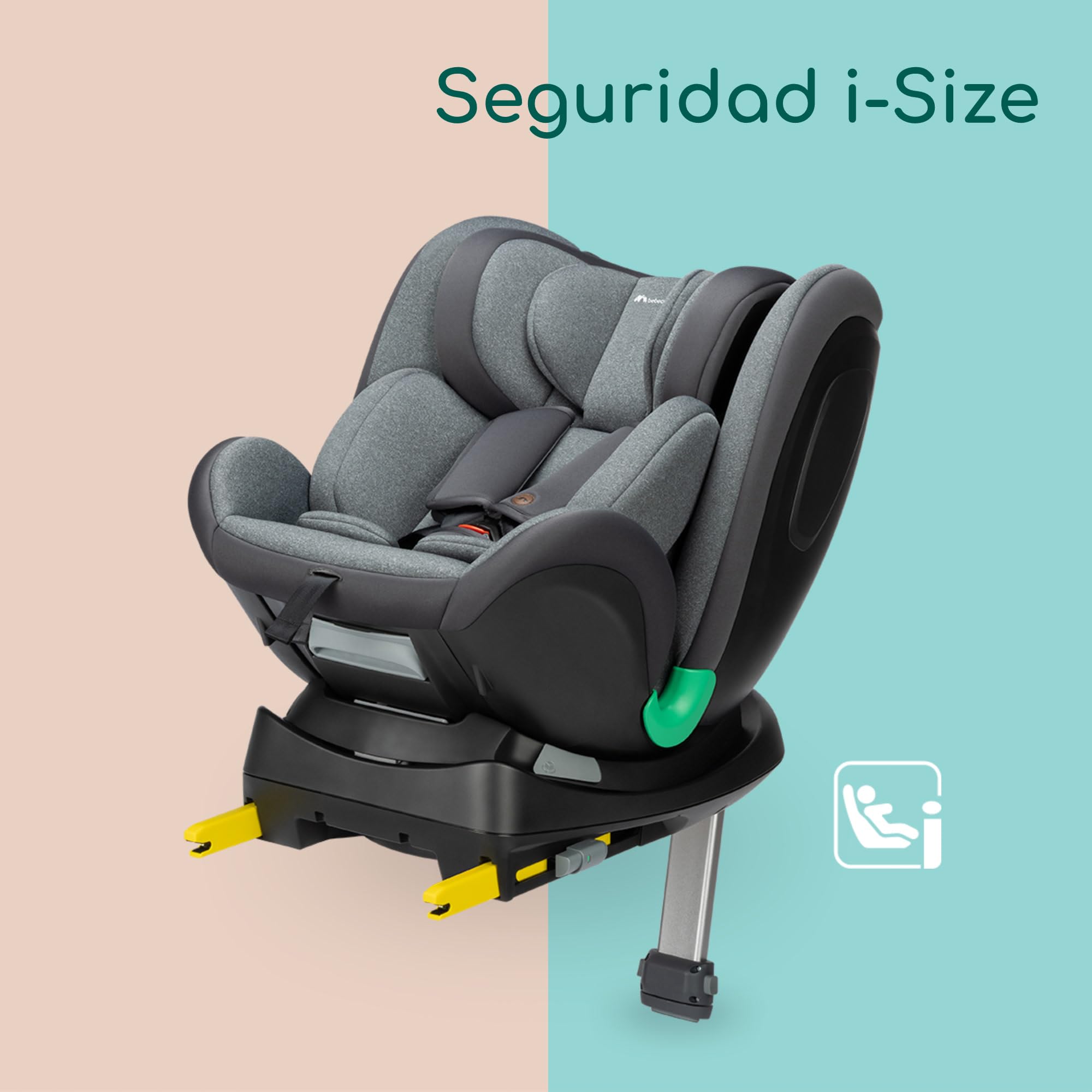 Bebeconfort EvolveFix Plus i-Size, Silla Coche 360, 0-12 Años, 40-150 cm, Silla Coche ISOFIX, Reposacabezas 10 pos., 4 pos. Reclinadas, Protección Lateral, Tejidos Alto Rendimiento, Tinted Graphite