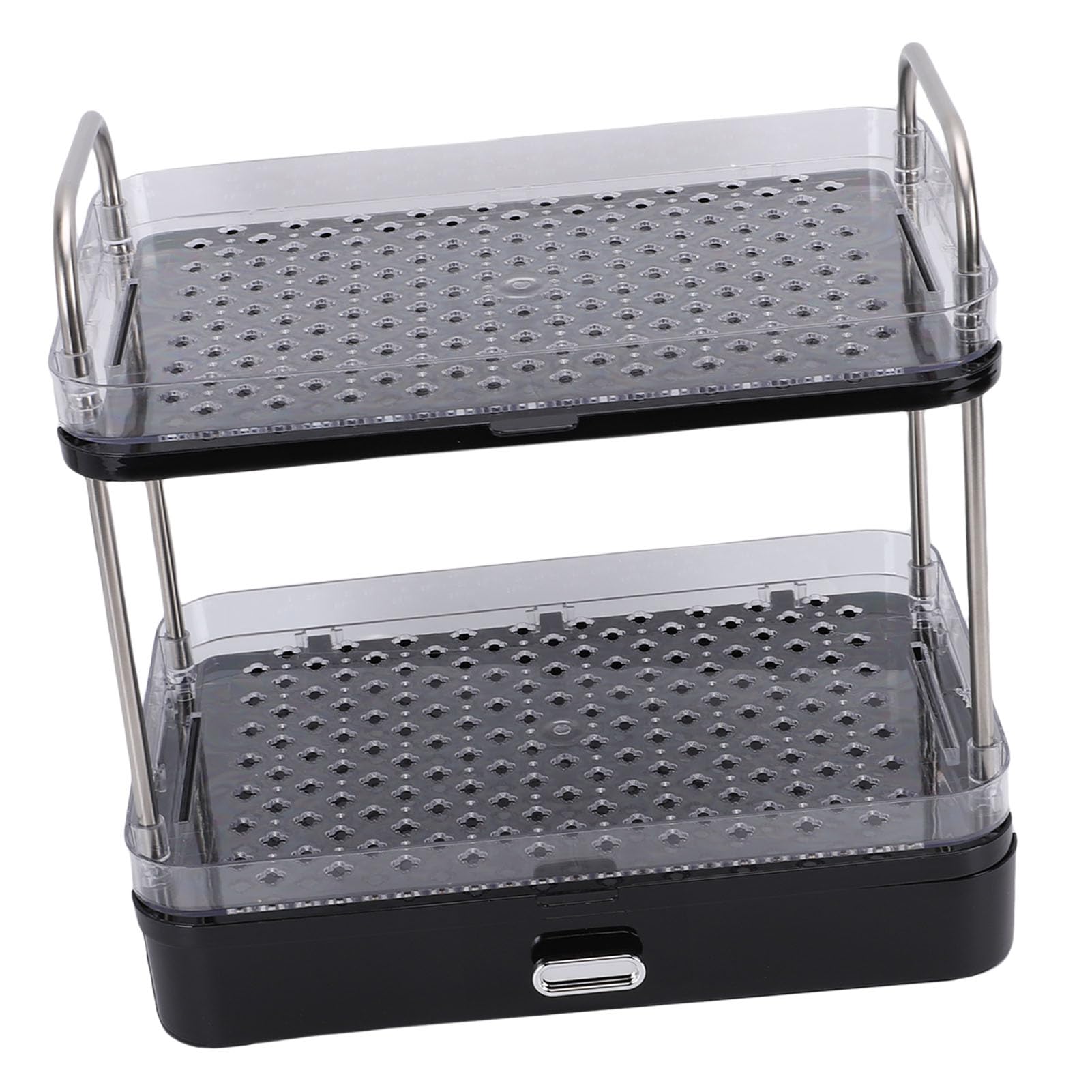 2-stufiger Kaffeebecher-Becherhalter aus PET-Edelstahl, Kaffeestations-Organizer mit Abnehmbarer Abtropfschale, Platzsparendes Regal für Kaffeezubehör, Küchengewürzgläser, (BLACK)