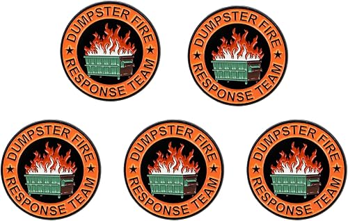 2Pcs/5Pcs Dumpster Fire Enamel Pins Response Team Alloy Badges for Jackets Hilar