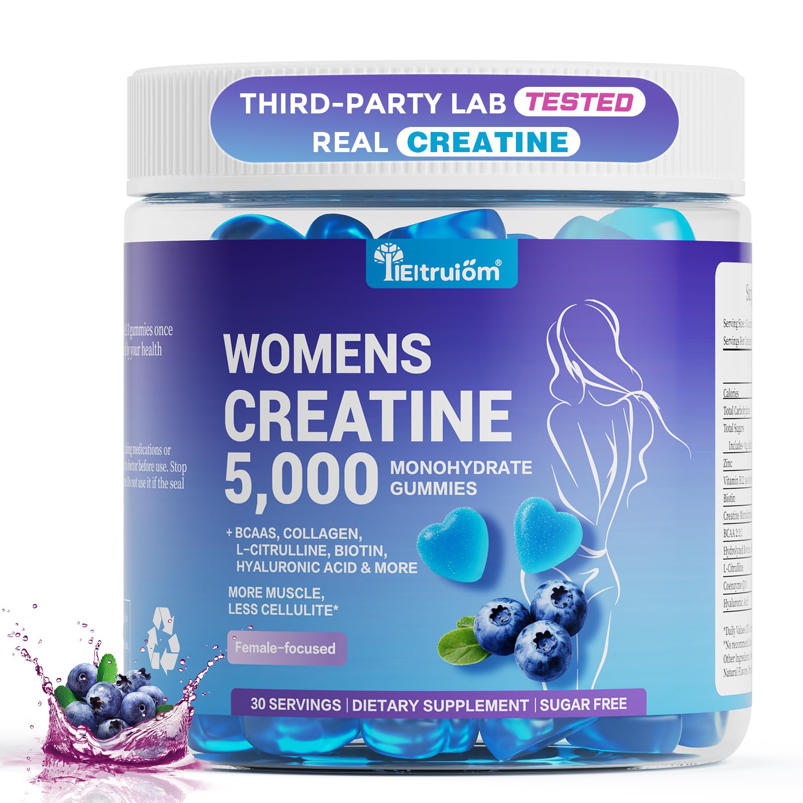 Creatine Gummies for Women 5000mg with Collagen & BCAA, Sugar Free