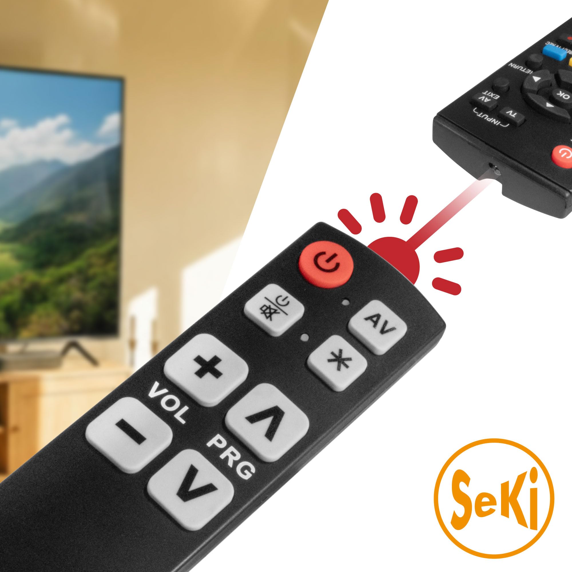 SeKi Easy czarny pilot zdalnego sterowania z dużymi przyciskami