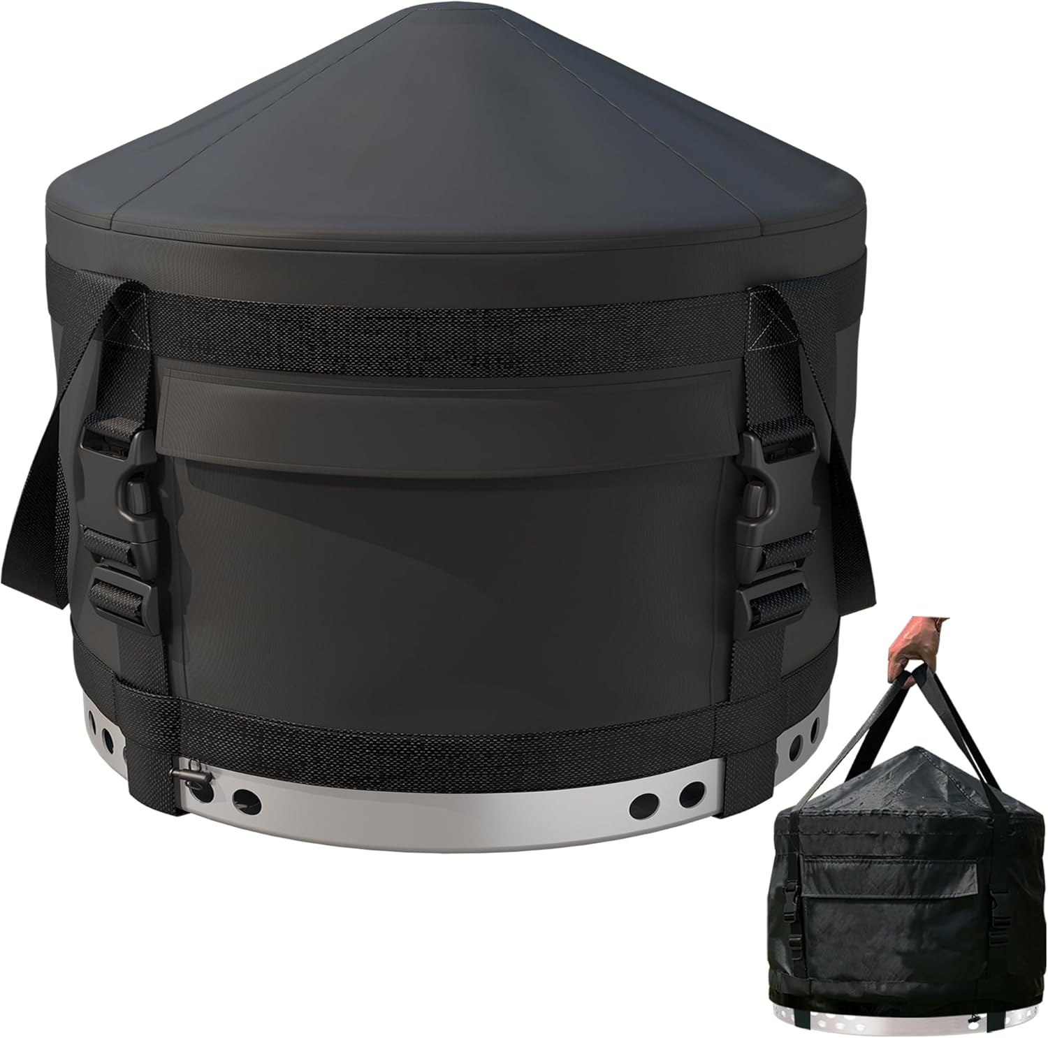 SoIo Stove Yukon Fire Pit Cover, Smokeless Fire Pit Cover, Waterproof Sloped Top with Carry Straps, Fits for Fire Pits -29" D X 29" W X 18.5" H