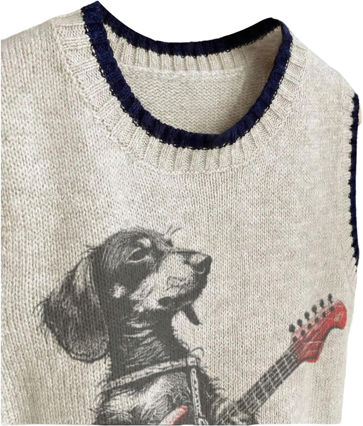 SOLY HUX Women's Cute Graphic Sweater Vest Animal Print Crew Neck Sleeveless Knit Casual Tank Tops