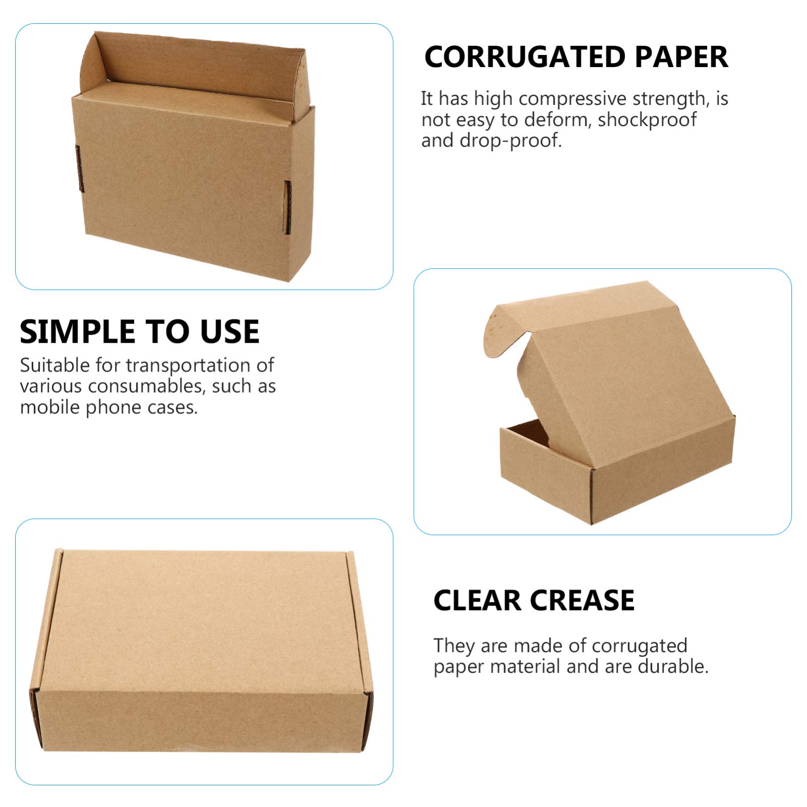 Cabilock 50pièces Boîtes Emballage Carton Ondulé pour Déménagement et Rangement Réutilisables et Résistantes aux Chutes