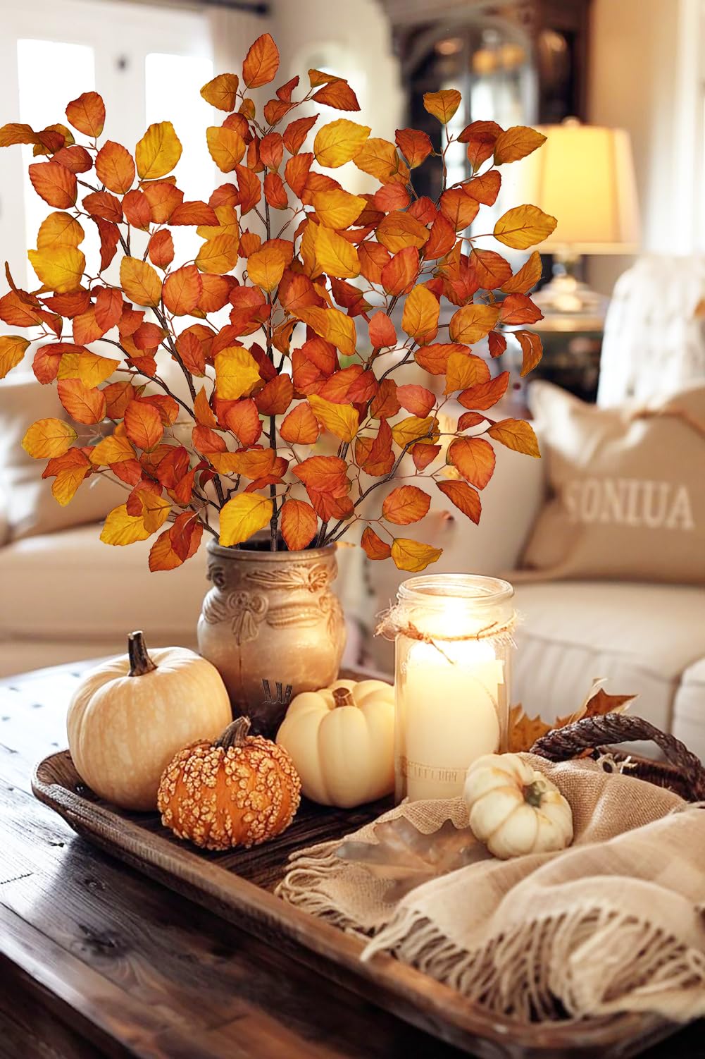 3 Künstliche Buchenblatt-Zweige – Herbstliche Deko, 99 Cm Lang, Für Vasen & Arrangements