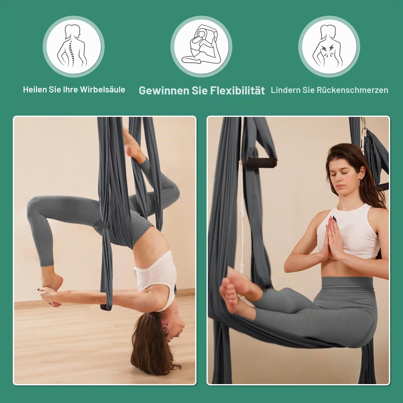 Leogreen Yoga-Hängematte, Schaukel, Yoga, Inversions-Hängematte, für Yoga, Anti-Schwerkraft, Nylon Taffetas, Kapazität 300 kg