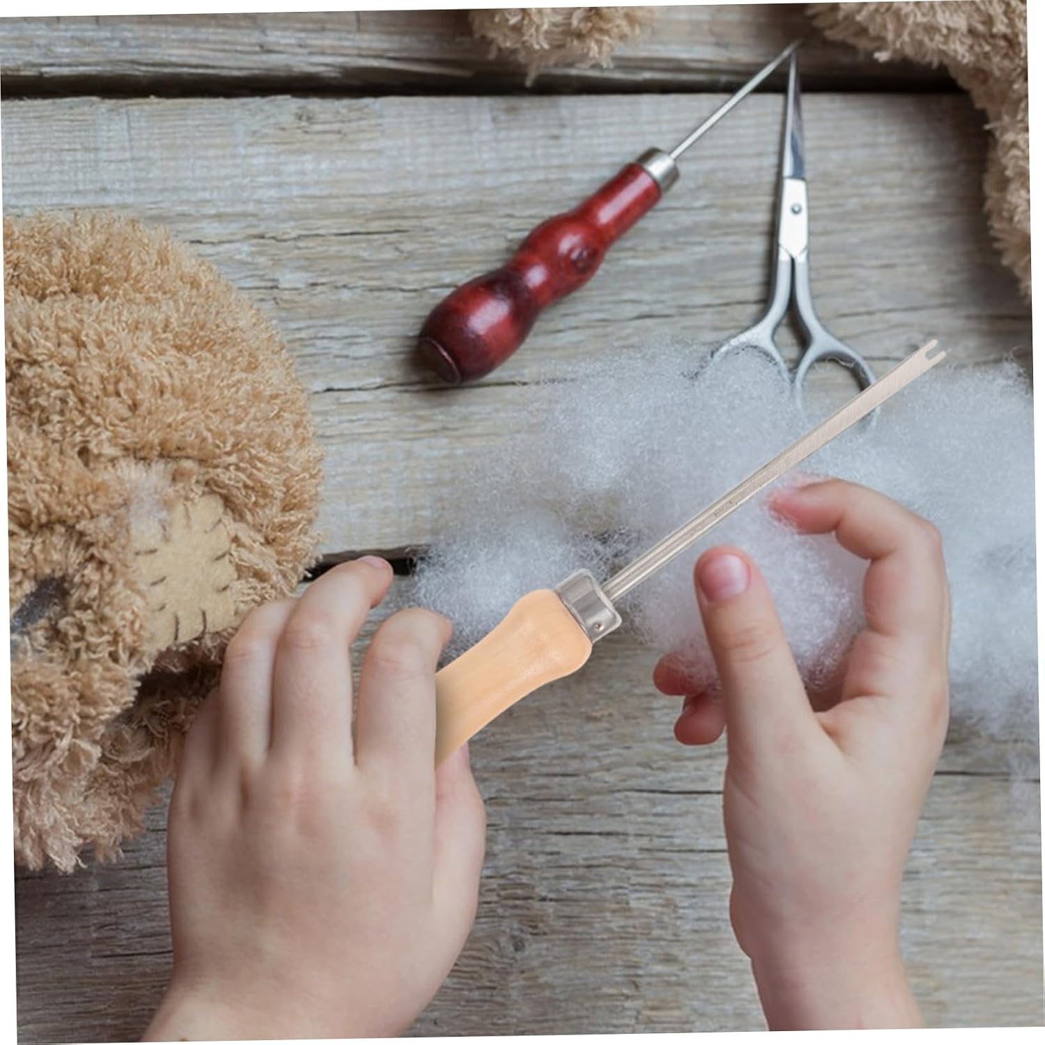 TEHAUX 4pcs Cotton Stuffing Tool with Handle Efficient Doll Making Needles for Plush Filling and Rerooting Easy to Use Felting Needles for DIY Crafting