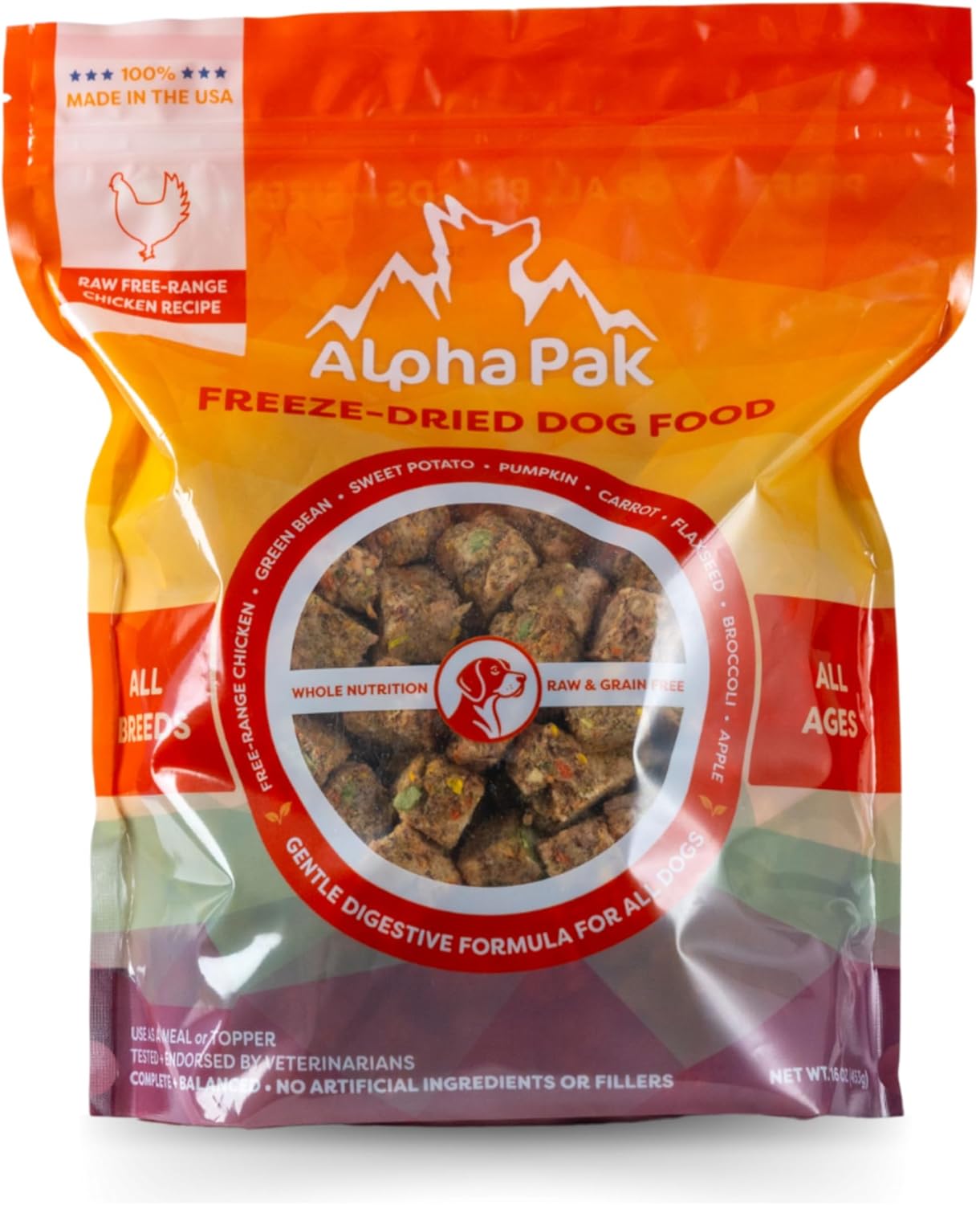 AlphaPak, Freeze-Dried Dog Food, All Breeds, All Ages, Whole Food Nutrition, Grain Free, Made in The USA. (Beef)