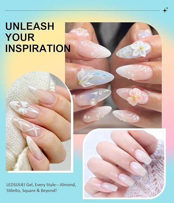 Solid Builder Gel for Nails LEDSUUEI - 100g Large Capacity White 3D Nail Gel Sculpting Non-Sticky Hand Carving Glue Extension for Manicure Salon Home Decoration DIY