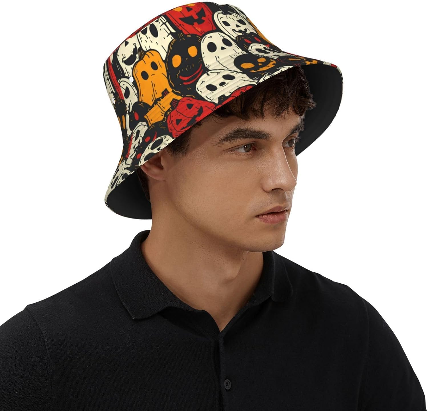 Halloween Bucket Hat Funny Goth Bucket Hat for Women Men Packable Outdoor Fisherman Cap - Image 6