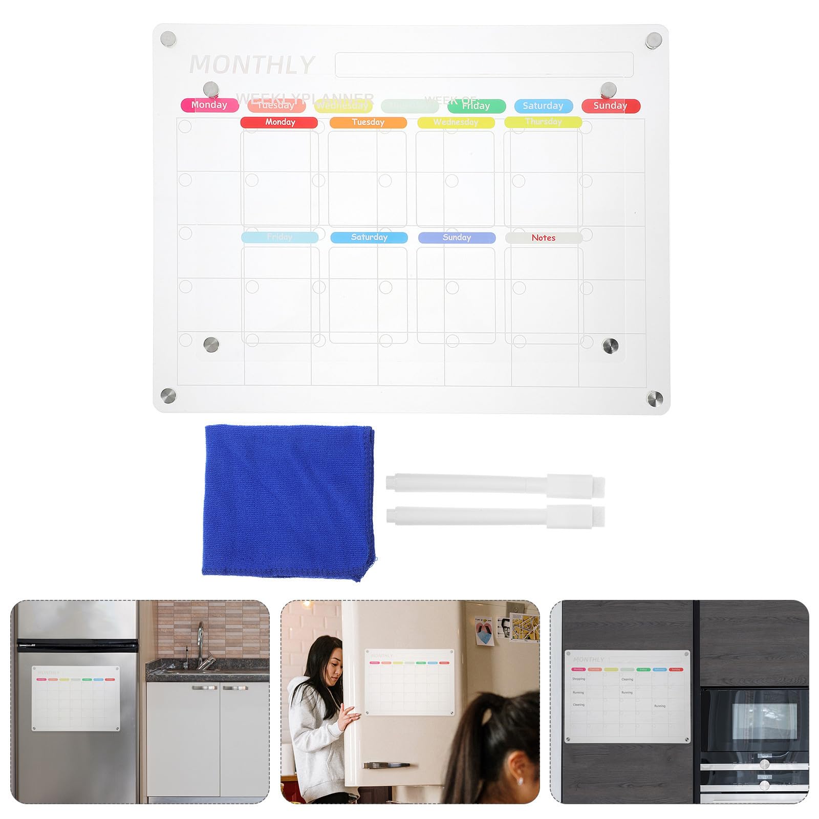 Magnetische Acryl Schreibtafel für Kühlschrank, Wiederbeschreibbar