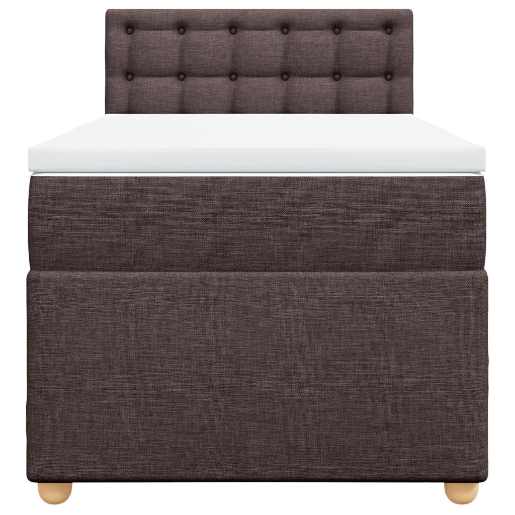 Cama con somier con colchón, color marrón oscuro, 100 x 200 cm, tejido de muelles ensacados, estructura de cama con listones y cojín transpirable para un sueño reparador y una sujeción óptima