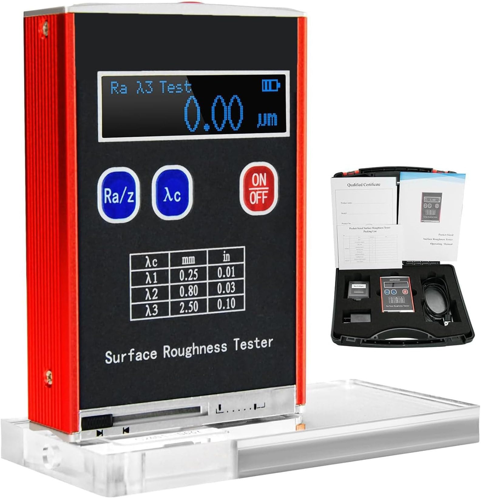 Medidor De Rugosidad Superficial para Mediciones De Alta Precisión, Rango De Medición: Ra/Rq 0,05~15,0 μm, Rz/RT 0,1~50,0 μm, Herramienta De Inspección De Piezas con Pantalla LED