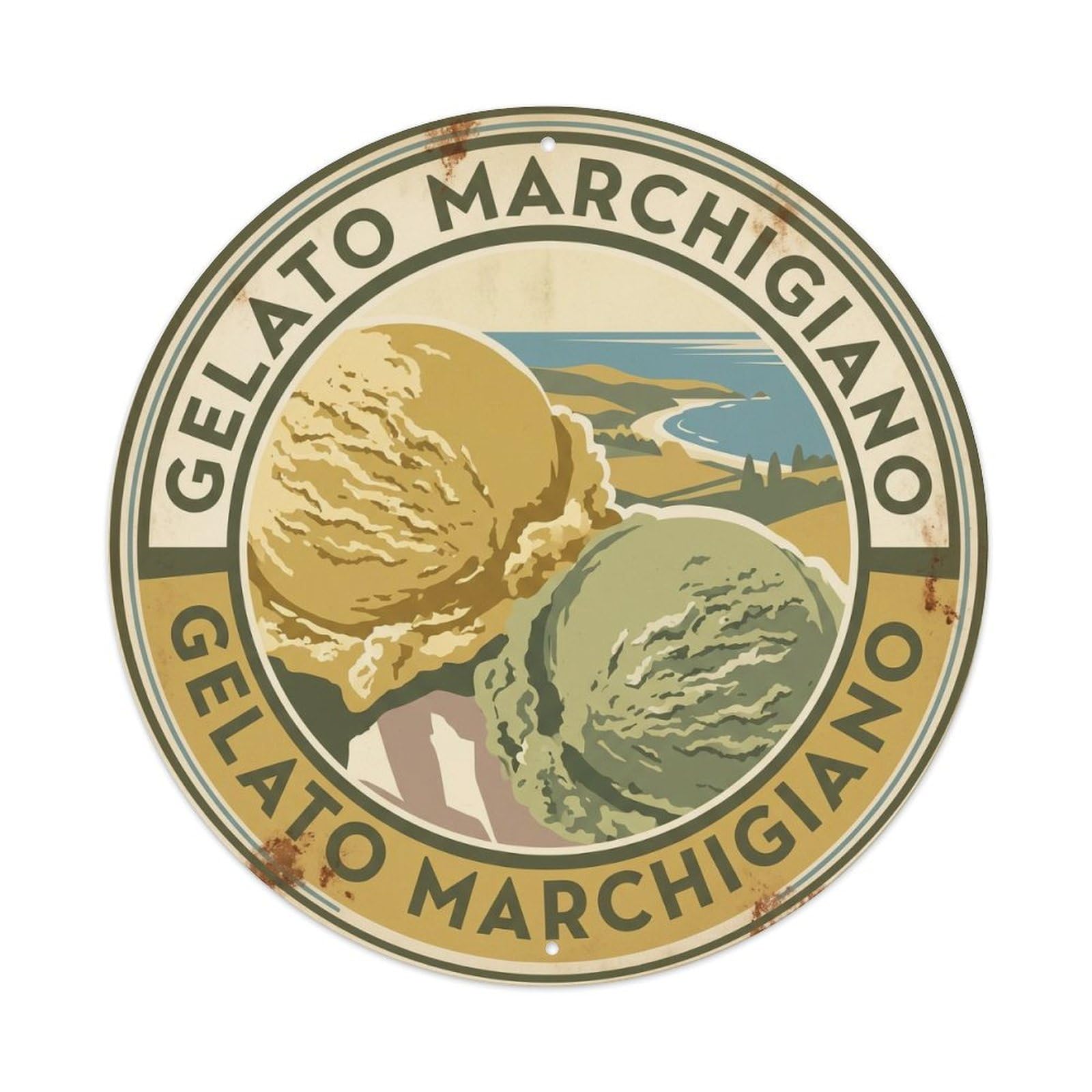 Gelato Creamery Screenprint Dessert Culture Metal Tin Sign