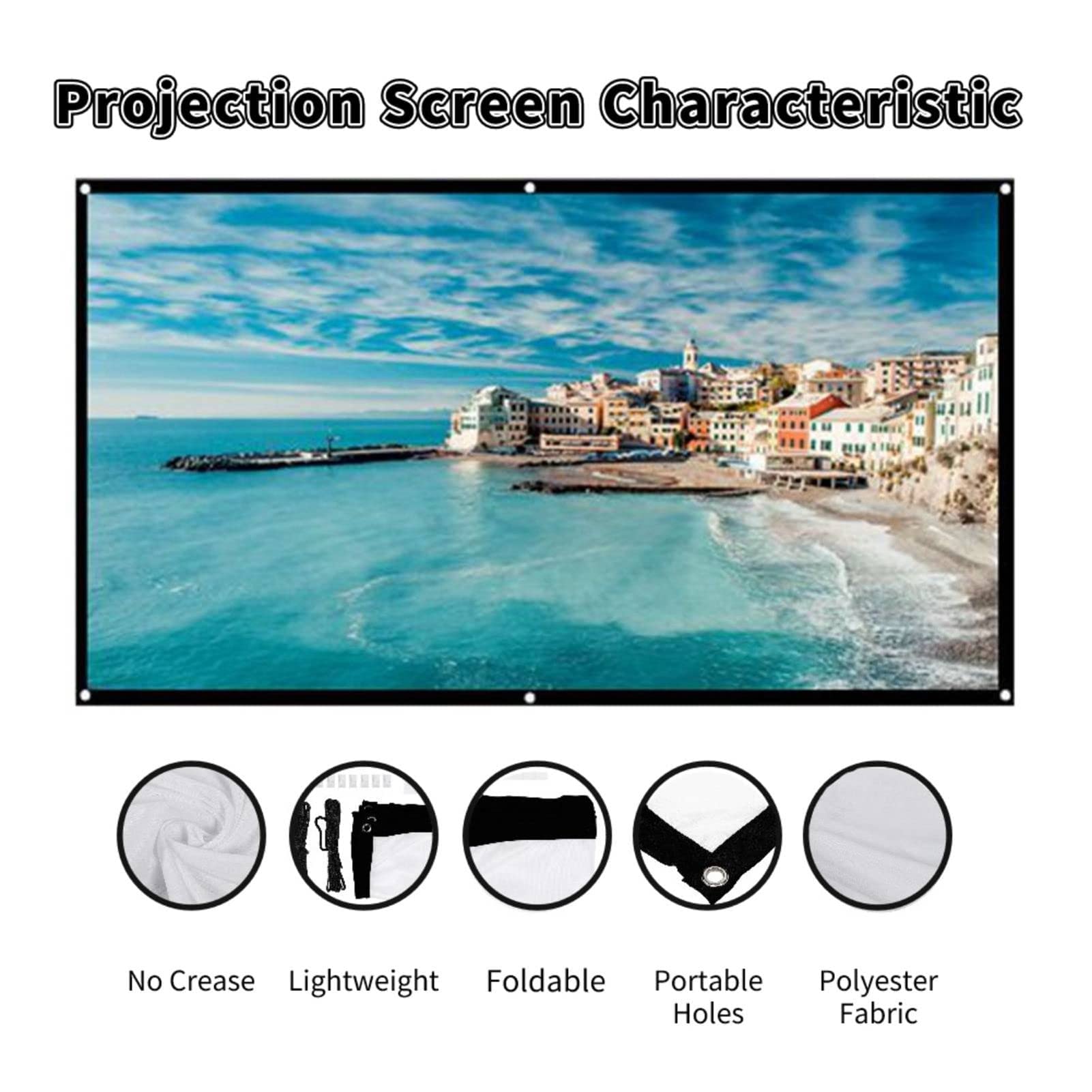 Écran Pour Projecteur Intérieur Et Extérieur 60-72 Pouces, Écran De