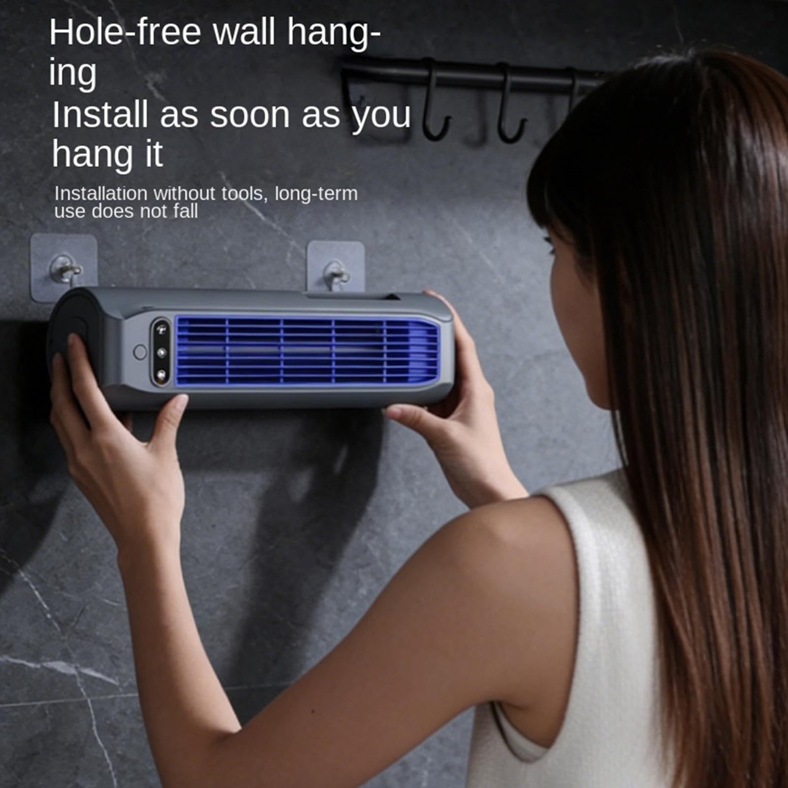 Ventilatore portatile ricaricabile da tavolo, mini ventilatore wireless da 3000 mAh, tre velocità regolabili, supporto per telefono integrato, condizionatore d'aria orizzontale per camera da
