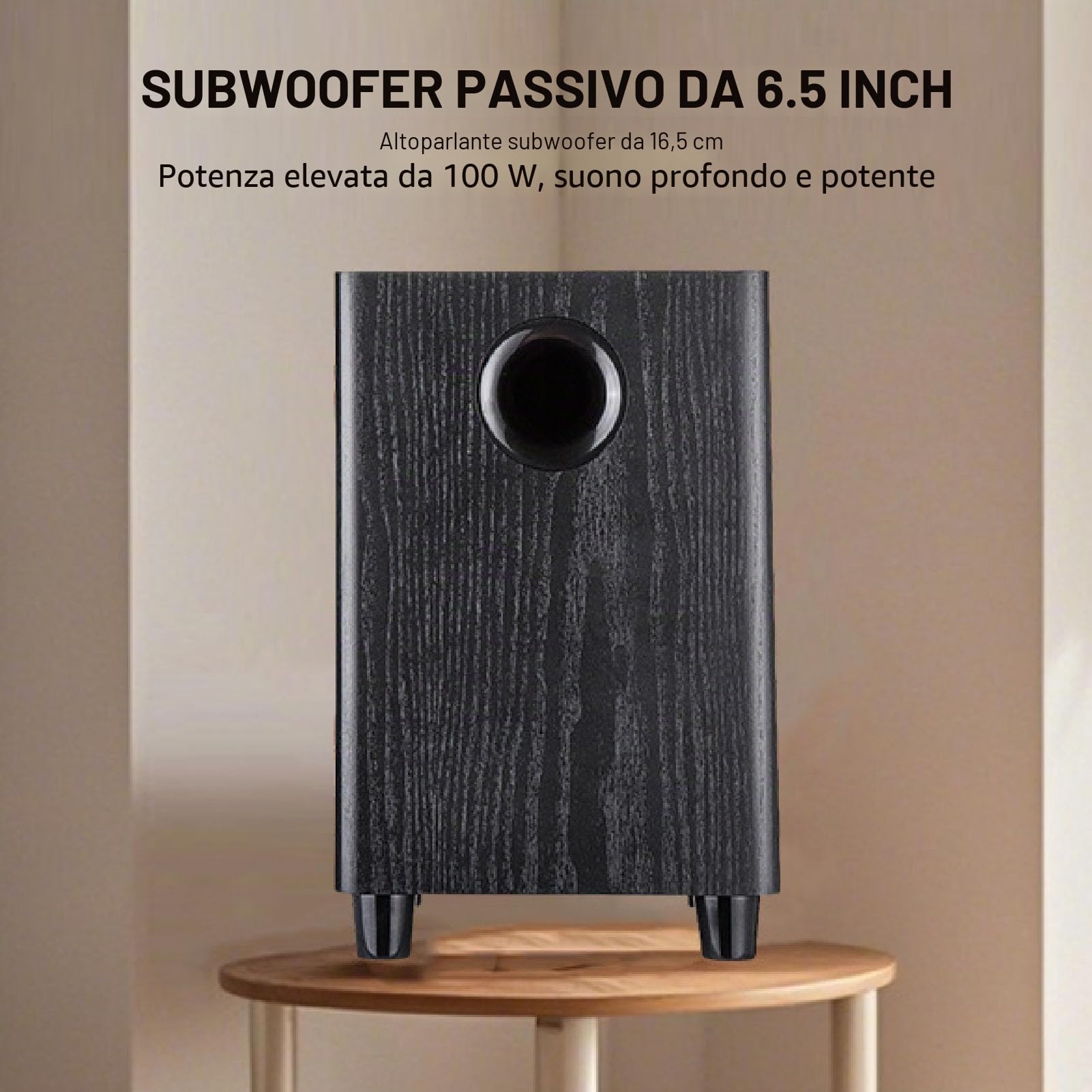 Topiky Subwoofer Passivo Indipendente da 100 W da 6,5 ​​pollici, Subwoofer Amplificato Home Audio, con Risposta Ai Bassi Profondi, per Sistemi Stereo HiFi, Home