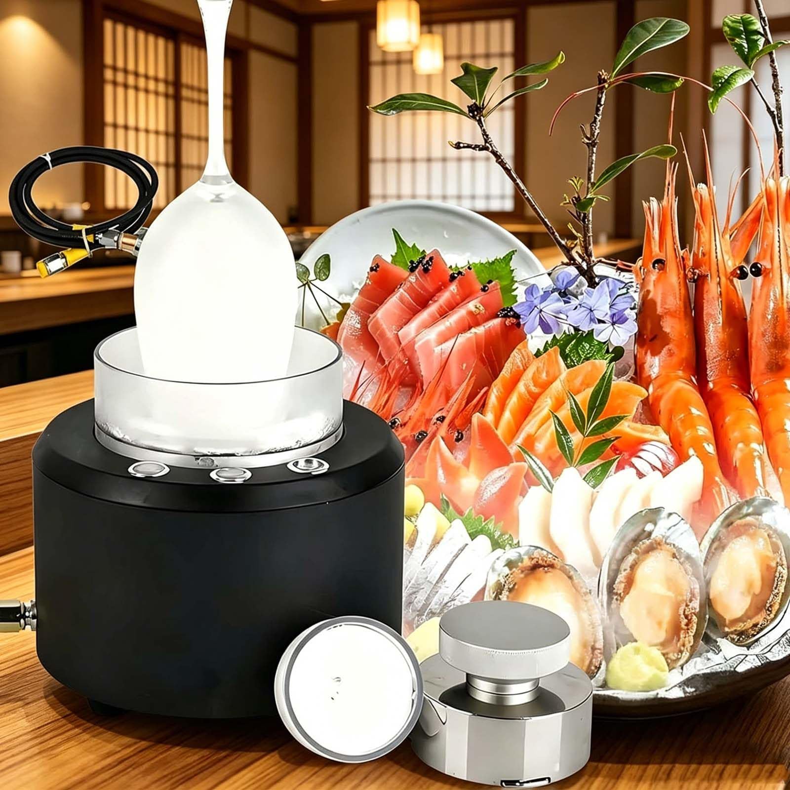 Fast Glass Chiller & Dry Ice Maker 2-in-1, Professional Dry Ice Machine for Instant Fog Effects, Chills Wine Glasses to -40°F in 8-12s,Makes Pure Dry Ice Block in 15s,for Hotels & Catering