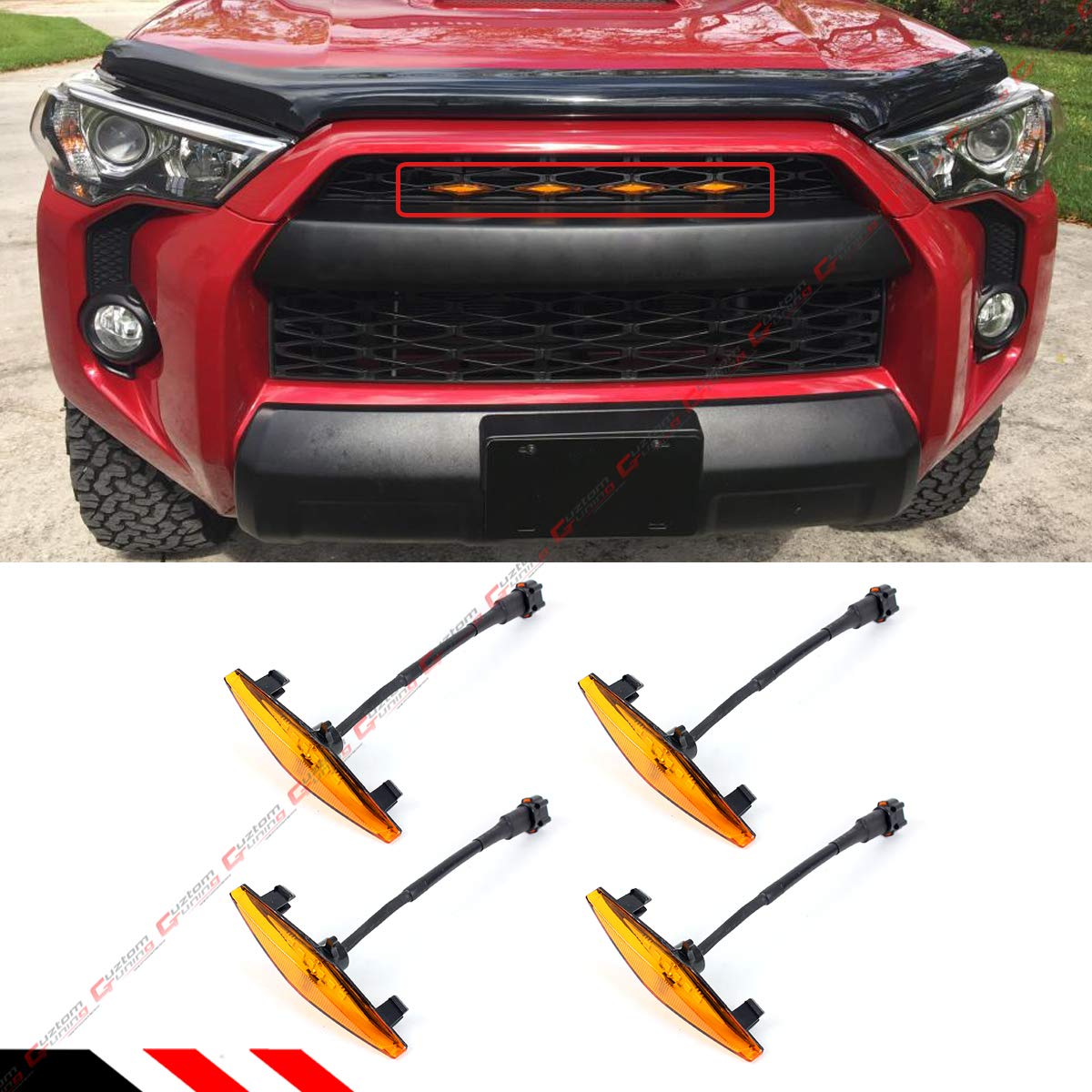 4 Pieces Front Grill Amber LED Light Cab Lamp Set Compatible With 2014-2019 Toyota 4runner 4 Runner Pro Models