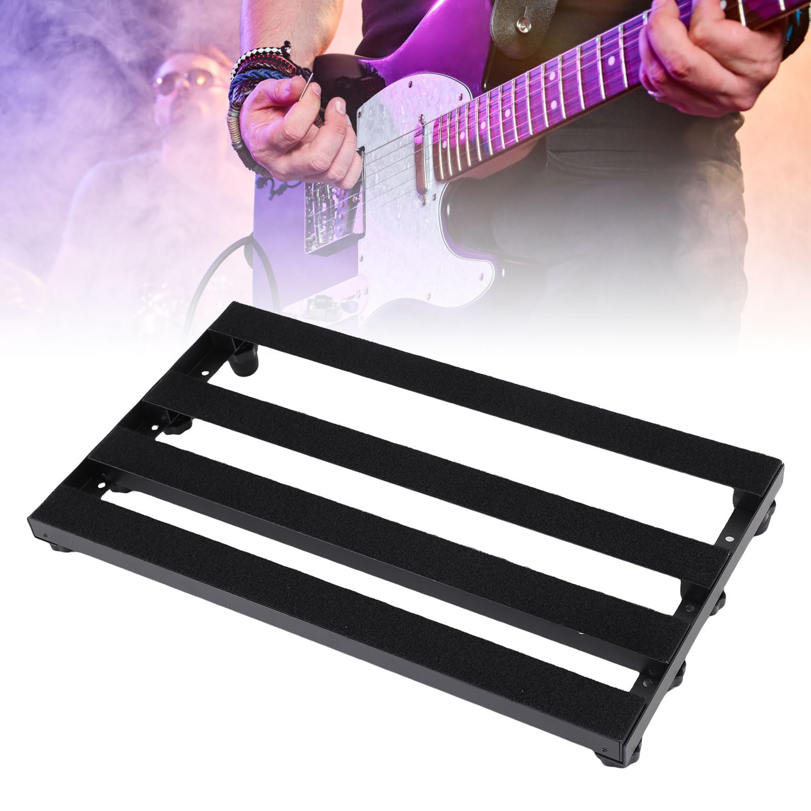 Gedourain Pedaliera per Chitarra in Lega di Alluminio Pedaliera per Effetti Compatta e Portatile per Concerti Bandistici, Feste 4 Traverse 2 Barre Laterali