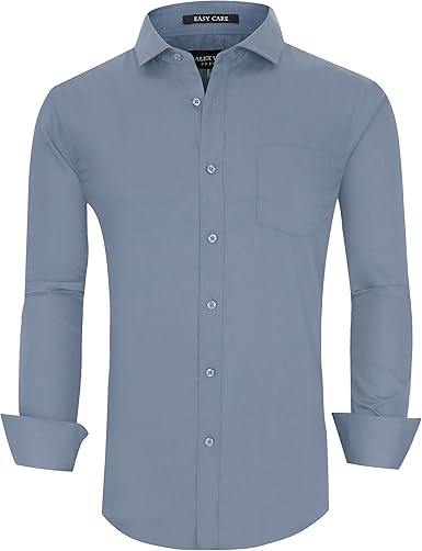 Alex Vando Mens Bamboo Dress Shirts Wrinkle Free Regular Fit Stretch Button Down Shirt