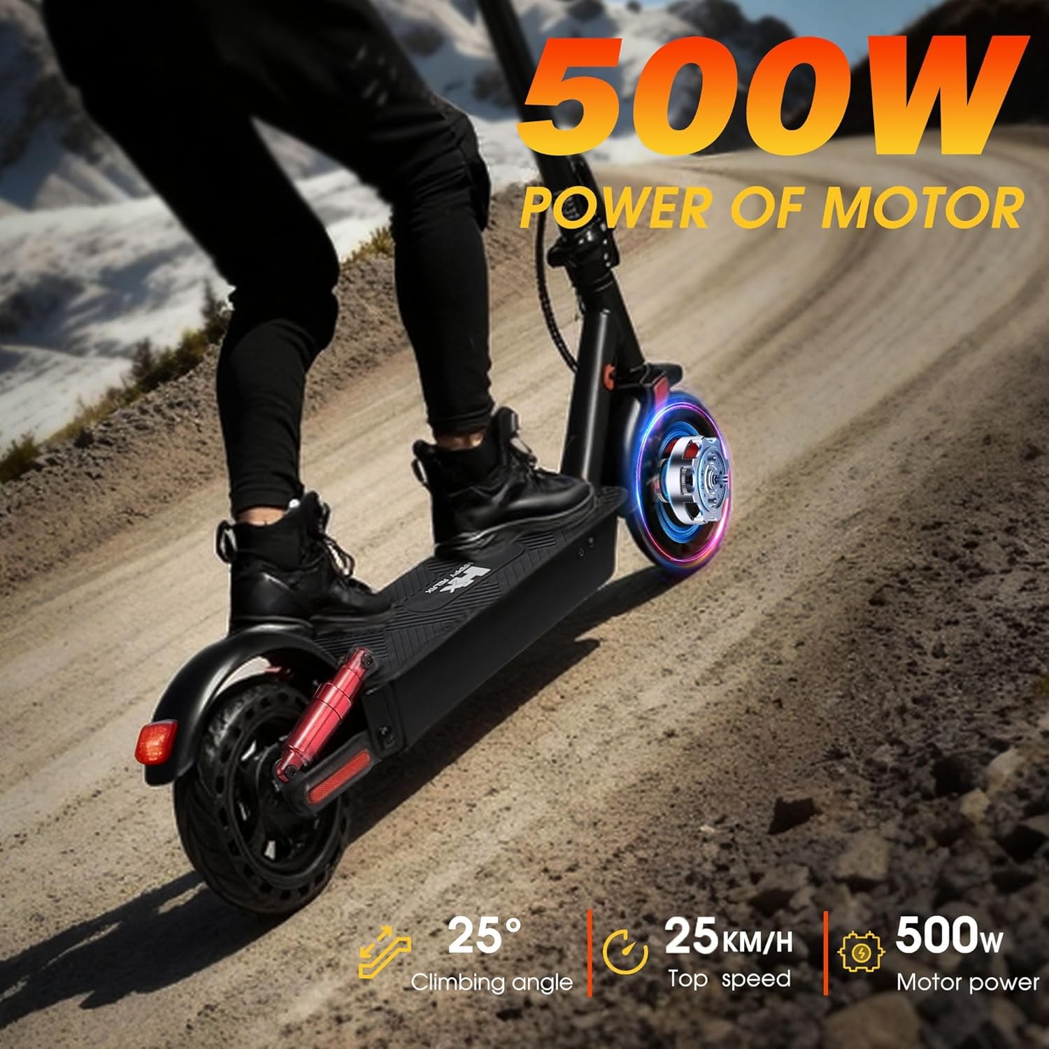 HX D06 Trottinette électrique Adulte Pliable avec Double Suspension,Scooter électrique Moteur 500W,36V 16 Ah,40-50km Longue Distance,25km/h,3 Vitesses,Double Frein,8.5" Pneumatici Solidi,APP