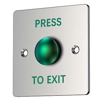Push to Exit Button for Door Access Control Big Press Button Waterproof Stainless Steel Shell NO/COM Output