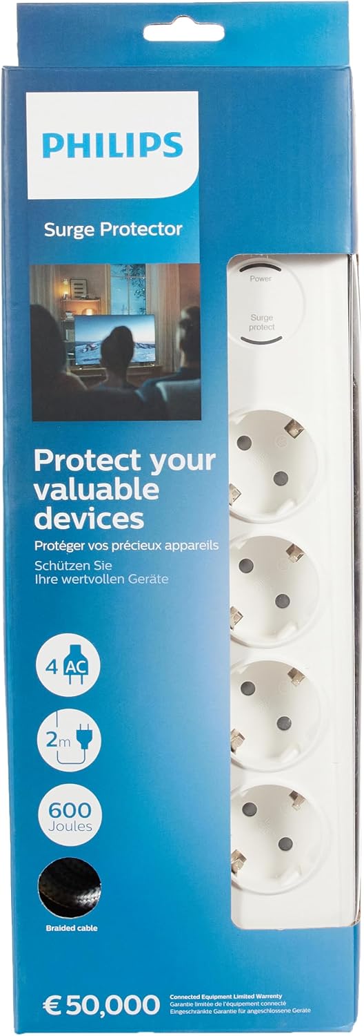 PHILIPS SPN7040WA Akım Korumalı Priz 4'lü 600J 2m 3680W 16A