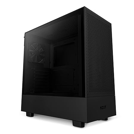 NZXT H5 Flow Compact Mid-Tower Airflow Computer Case/Gaming Cabinet - Black | Support : Mini-ITX, Micro-ATX, ATX, and EATX | Pre-Installed 1 x 120mm Rear Fan and 1 x 120mm Bottom Fan - CC-H51FB-01