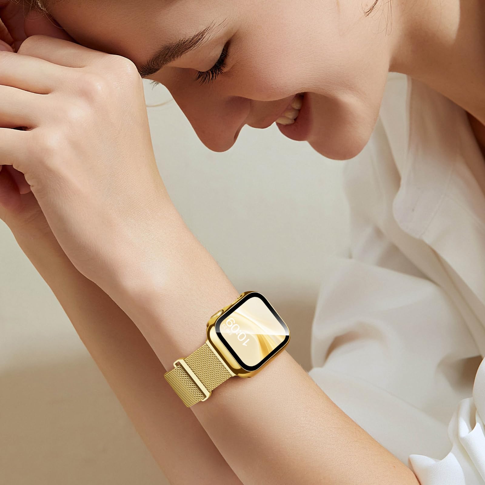 Stainless Steel Magnetic Band and Case Compatible with Apple Watch Bands Women Men 40mm 44mm 41mm 45mm 42mm 46mm, Mesh Loop Metal Band Screen Protector Cover for iWatch Series 11/SE3/10/9/8/7/6/5/4 — view 5