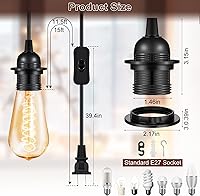 Vista 2 de Reginary Kit de 6 cables de luz colgantes, cable de extensión de cable de linterna, colgante con interruptor de encendido/apagado en línea, kit