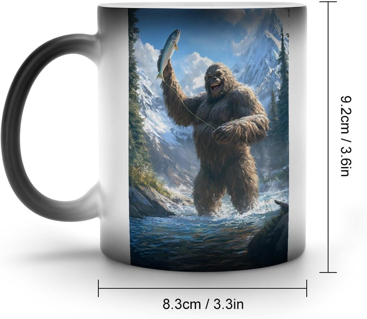 Fishing Bigfoot Fisher Funny Color Changing Coffee Mug Ceramic Magic Cup Personalized Discoloration Tea Mugs
