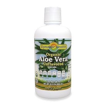 Dynamic Health Organic Aloe Vera Juice, No Additives, Digestive Support, Antioxidant Supplement, Vegan, Gluten Free, Non-GMO, 32 Fl oz
