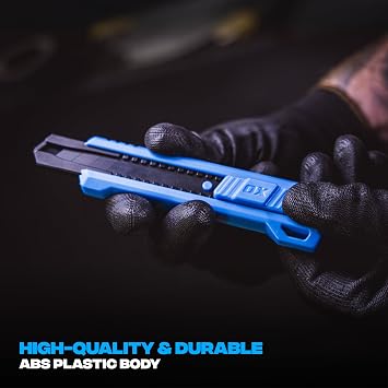 OX Trade 18mm Snap-Off Utility Knife, Slide Lock, 8-Point SK5 Blade | Slide-Lock Box Cutter for Cardboard, Carpet & Insulation – SK5 Blade, Built-In Snapper for Trade & DIY Use