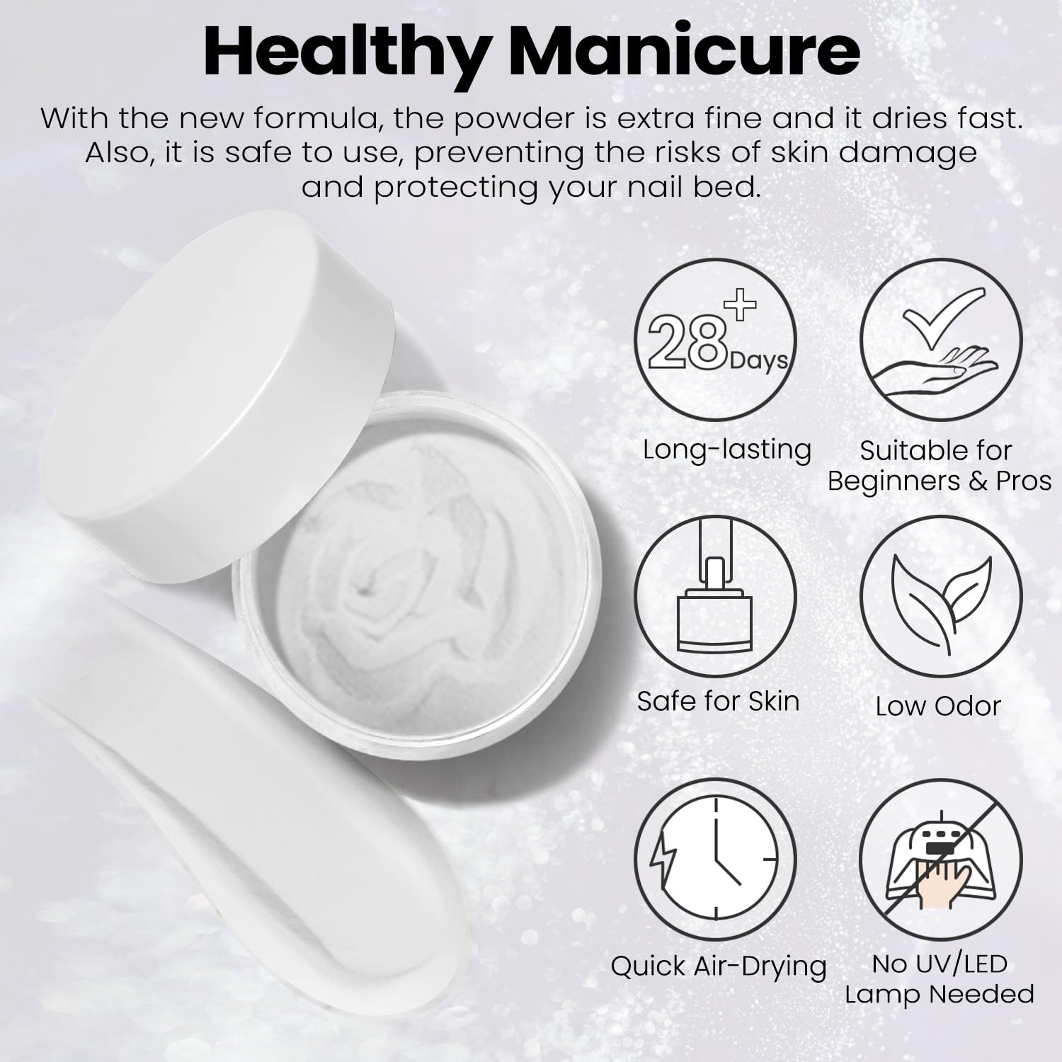Lavender Violets Clear & White Acrylic Dip Powder Set 1oz / 30g 2pcs for Nail Extension Carving 3D Nail Art Long Lasting Bubble Free N22