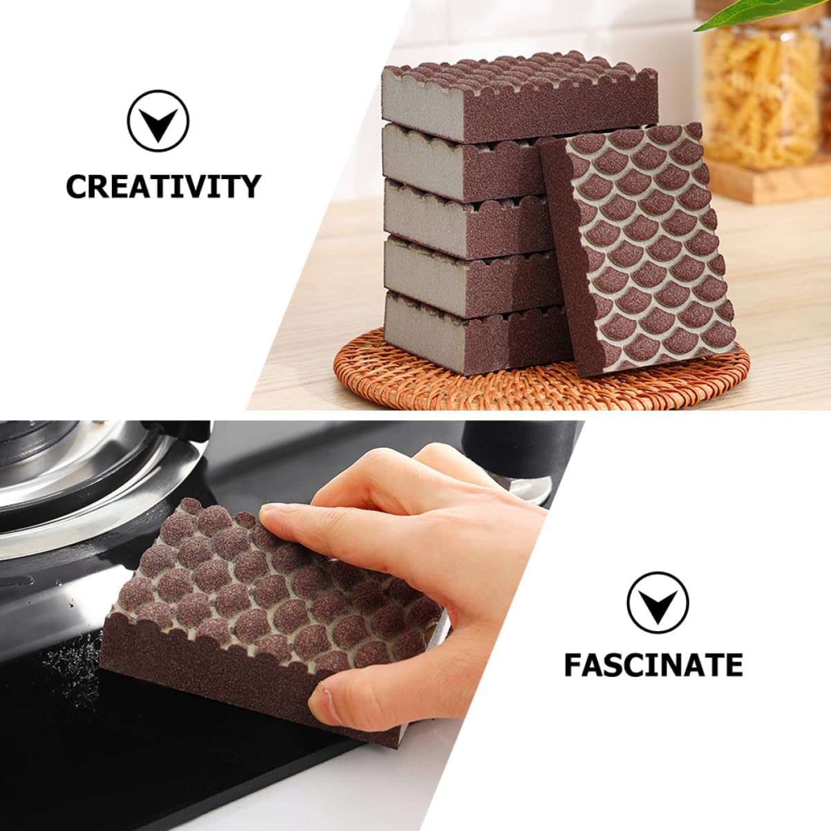 FOMIYES 10pcs Multi-Function Cleaning Sponges for Kitchen Use Efficient Scrub Sponge for Pots Pans and Household High Absorption and Design