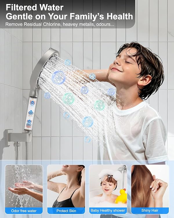 Brushed Nickel Rainfall Shower System with Filtered Handheld Sprayer by KOJOX - Used condition - Image 5