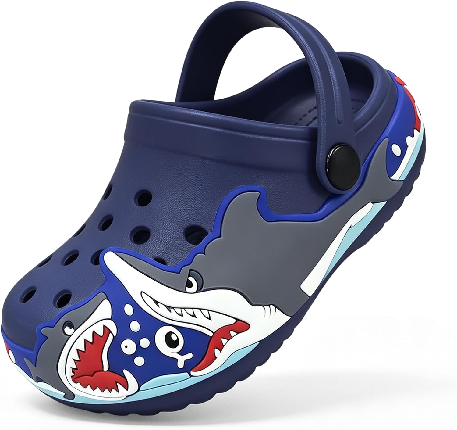 Boys Girls Toddler Shark Clogs Slip on Slides Sandal Slippers Lightweight Breathable Kids Garden Clogs Non Slip Indoor Outdoor Summer Beach Shower Water Pool Shoes