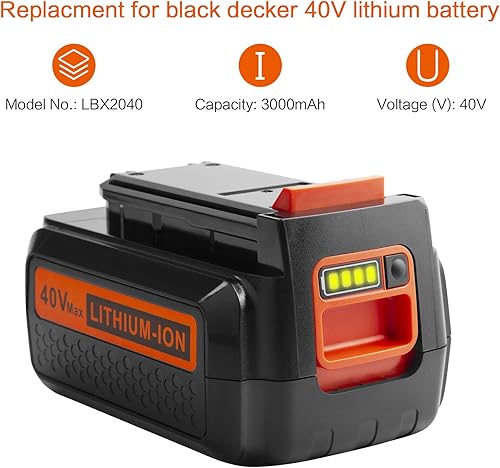 Miniatura 6 de Batería de litio LBX2040 mejorada de 40 V 3000 mAh de repuesto para batería Black Decker de 40 V LBX2040 LBXR36 LBXR2036 LST540 LCS1240 LST136B