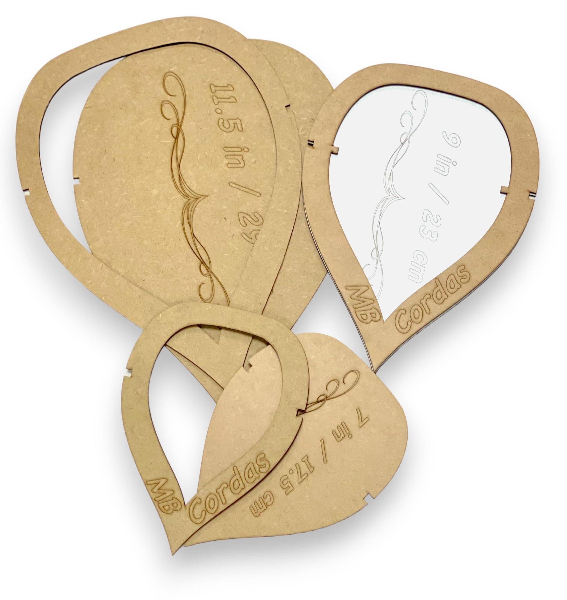 MB Cordas Macrame Leaf and Feather Cutting Template, Set of 3: 11.5 in, 9 in and 7 in Wall Hanging Tool, Easy Way Cut Feathers, for Weaving, DIY Crafts (Brown, M Size Set)