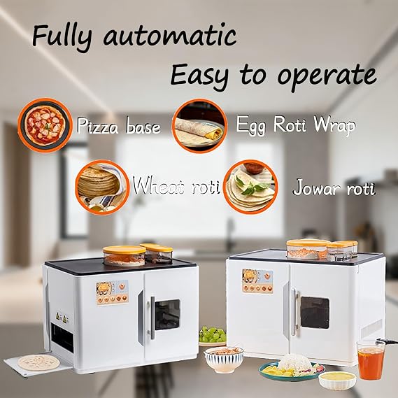 Fully Automatic Roti Maker, Electric Chapati and Tortilla Machine, 1800W Automatic Roti Maker, One Touch Operation for 20 Pieces At Once Perfect for Chapati, Corncak