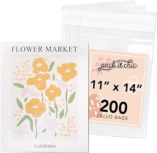 Pack It Chic - 11” X 14” (200 Pack) Clear Resealable Cello Bags - Fits 11X14 Prints, Photos, Documents - Self Seal