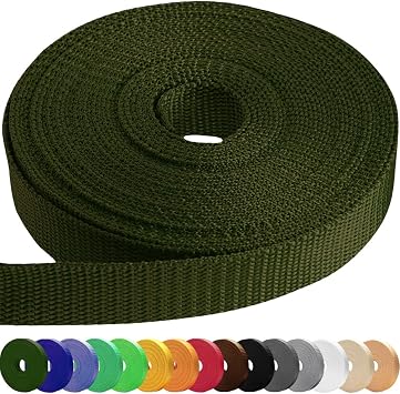 TECEUM 3/4" & 5/8" & 1" & 1.5" & 2" Webbing 10 25 50 Yards 40+ Colors Heavy Duty 1 Inch 1.5 Inch 2 Inch Backpack Straps Webbing for Outdoors Indoors Crafting DIY