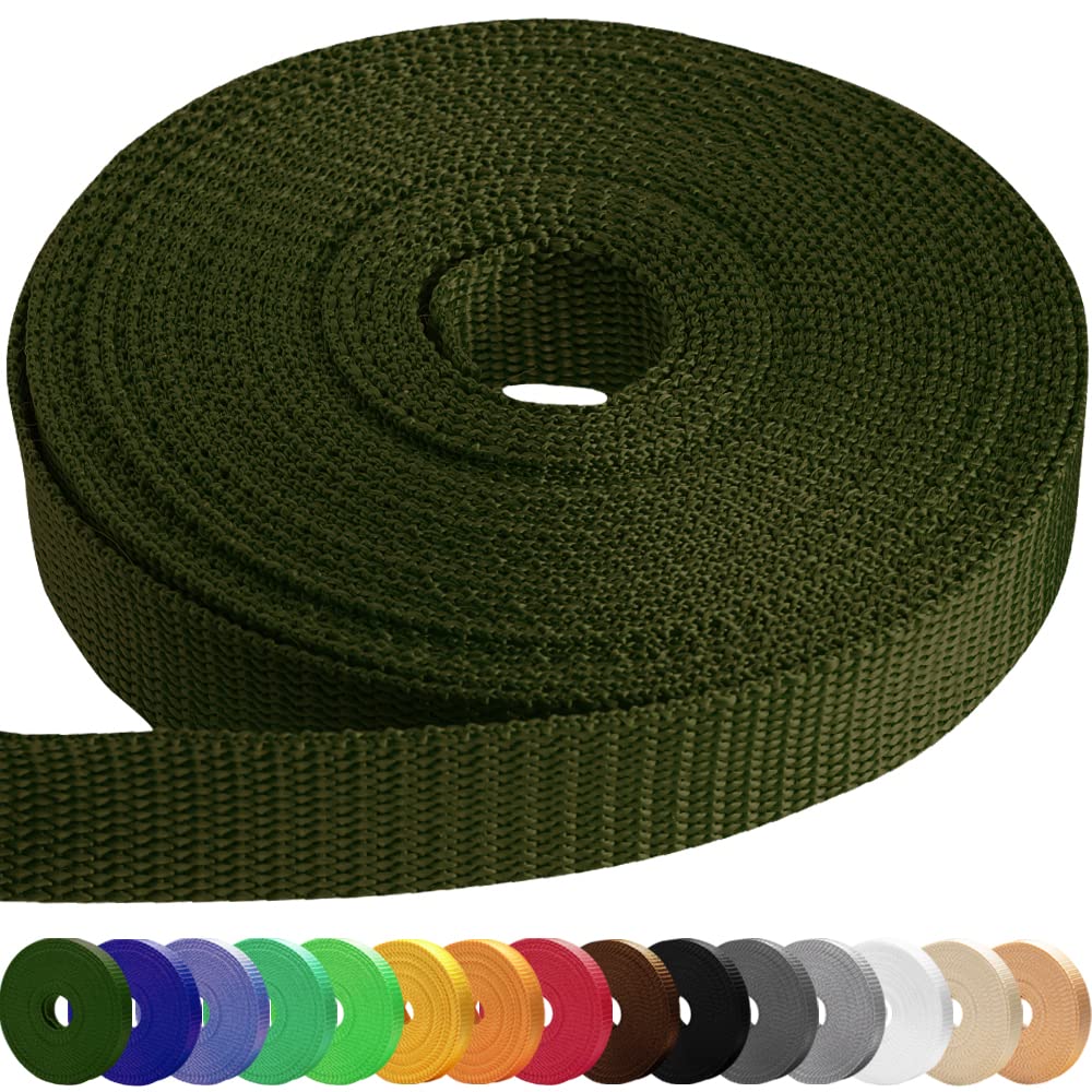 TECEUM 25 mm Webbing – Khaki – 23 m – Strong Webbing for Outdoors Indoors Crafting DIY (1” 25y)